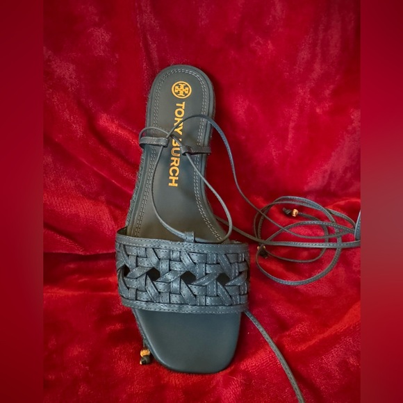 Tory Burch Blue Basketweave Espadrille Sandals-NIB SZ 8 - Picture 10 of 14